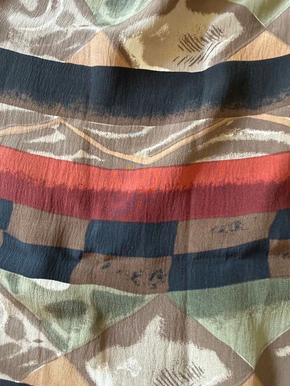 Vintage Travis Ayer's 100% Silk Striped Multi-Color Scarf